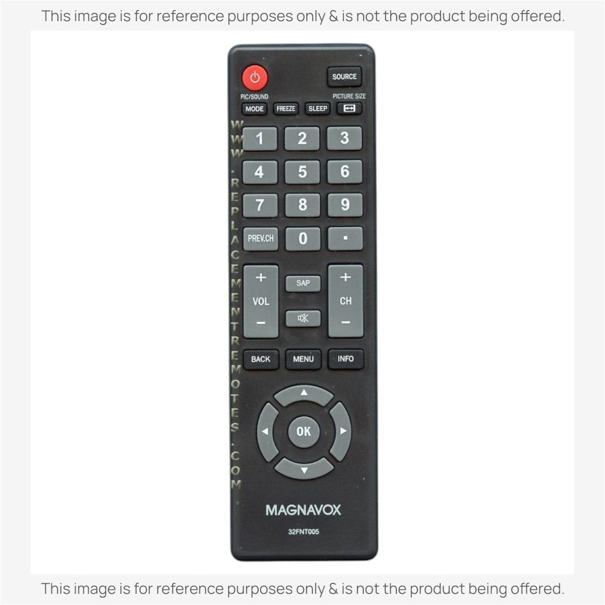 Anderic replacement remote control for Magnavox TVs with large, easy-to-read buttons and standard TV functions.