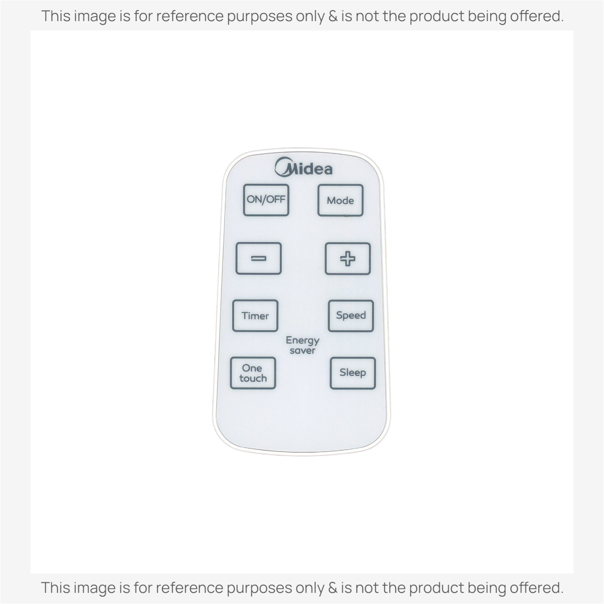 Anderic replacement remote control for Midea air conditioners featuring white casing and clearly labeled buttons.