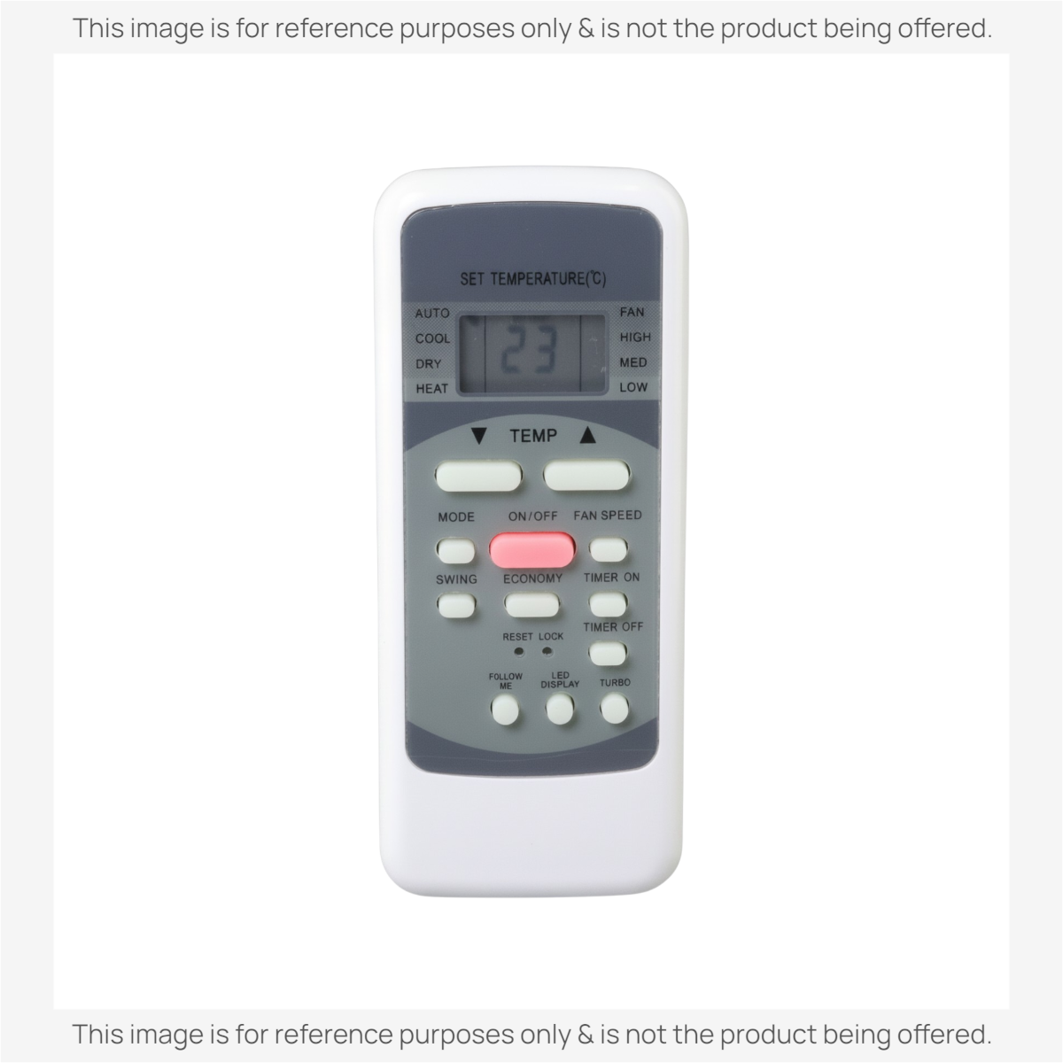 Anderic KTN828 replacement remote for Midea mini-split air conditioners with LCD display and backlit control buttons.