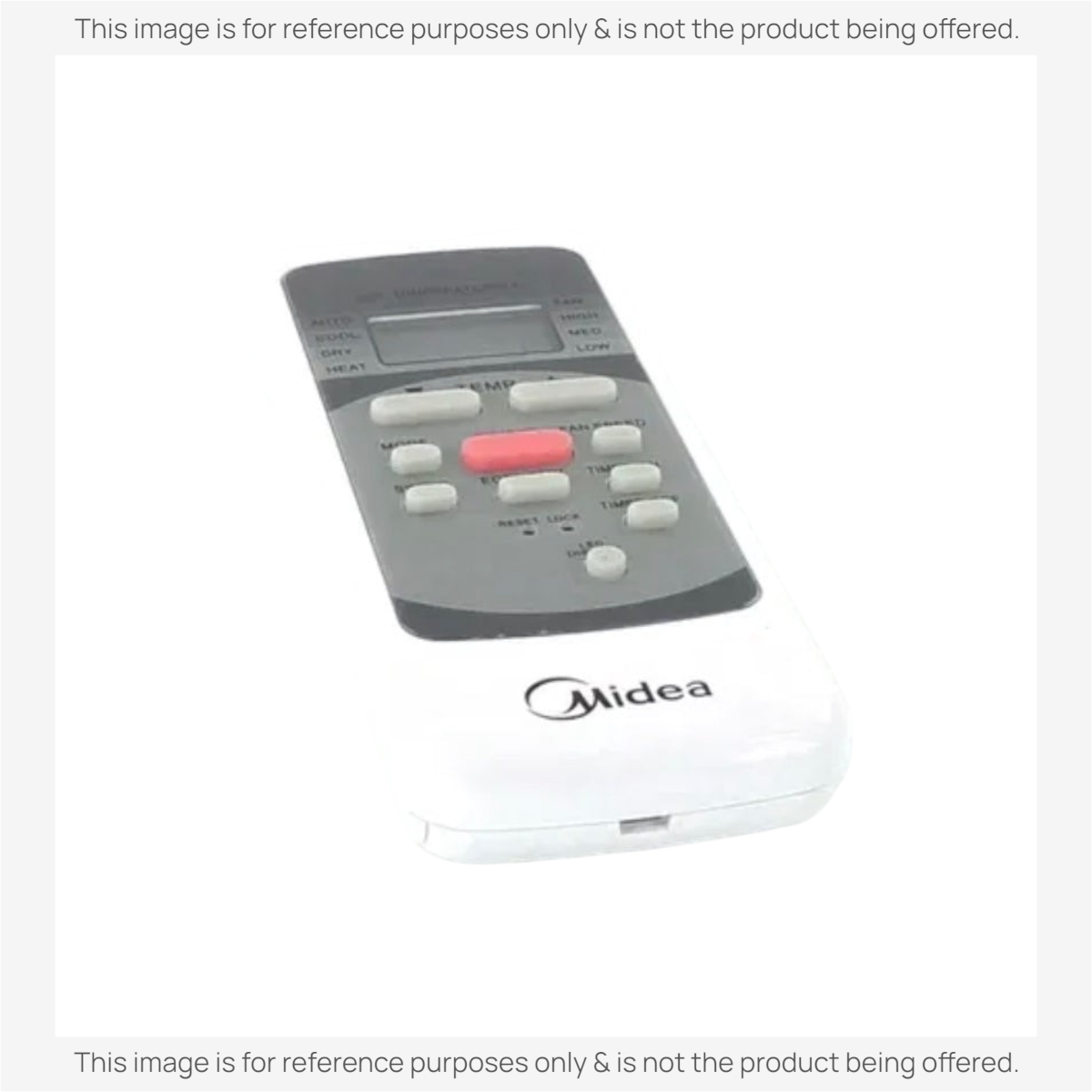 Anderic replacement remote control for Midea portable air conditioners with LCD screen and grey and white buttons.