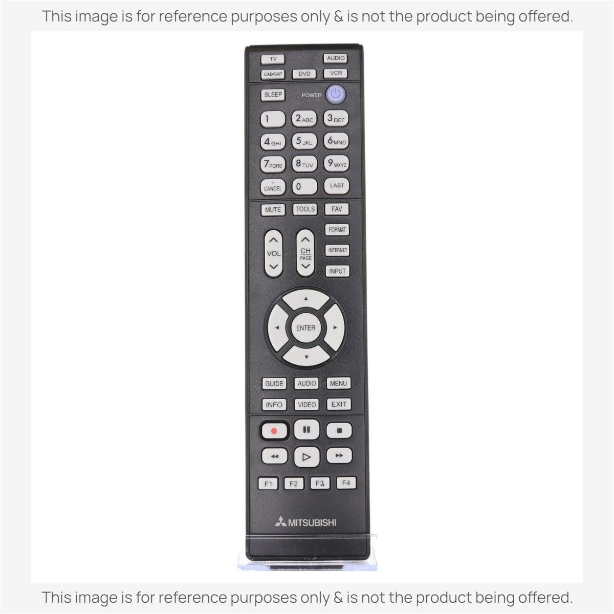 Anderic black Mitsubishi TV remote control with numeric keypad, navigation buttons, and media playback controls.