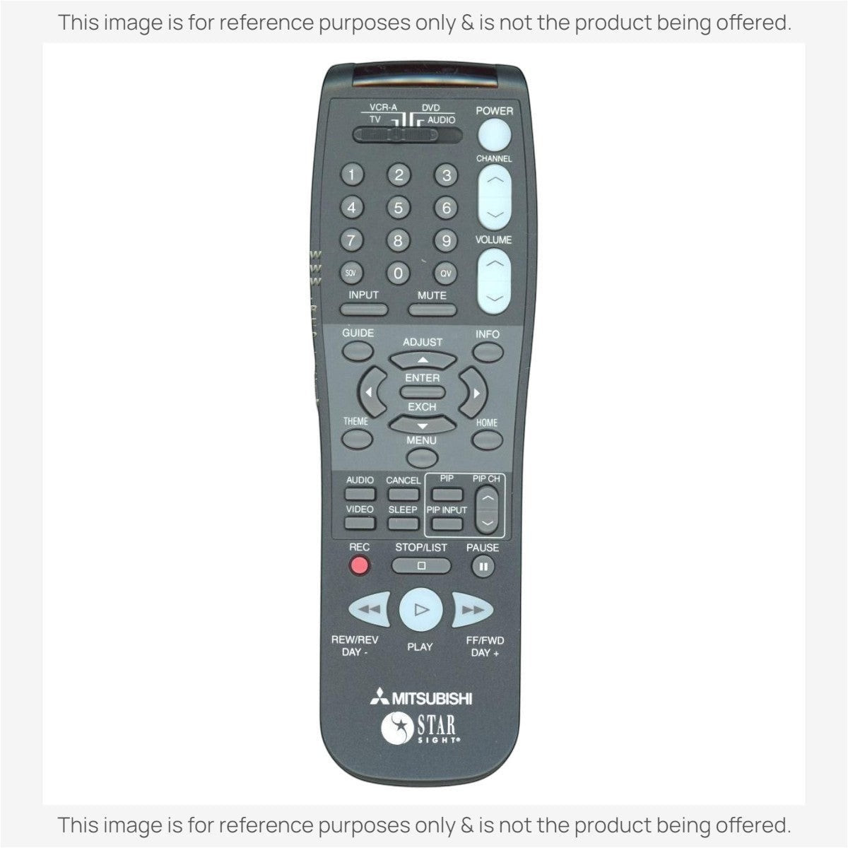 Anderic universal TV remote control for Mitsubishi devices with a black keypad and dedicated streaming buttons.