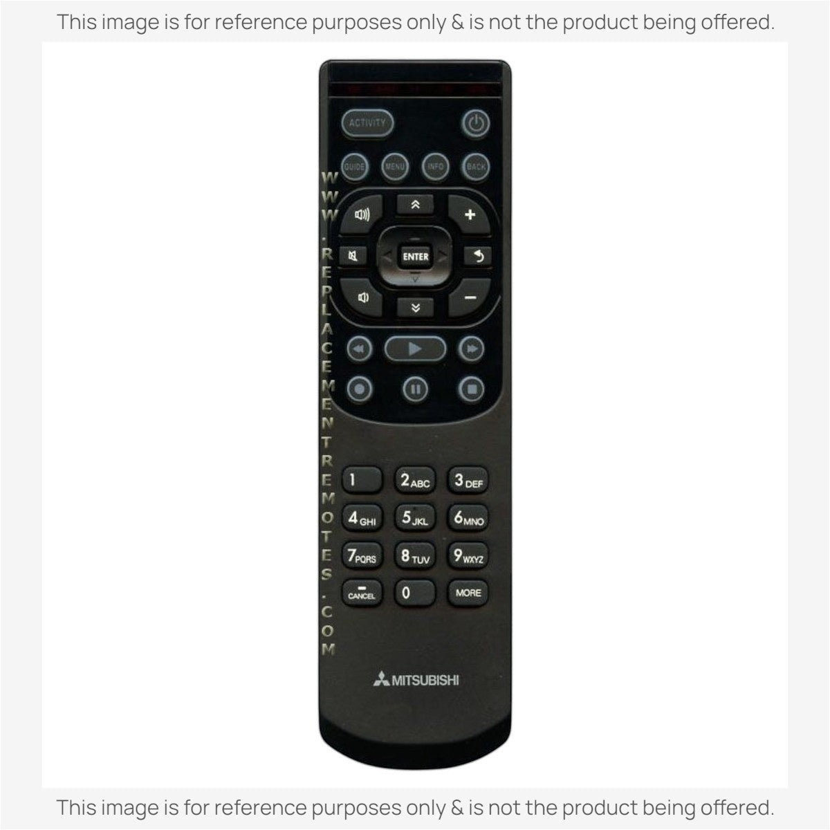 Anderic universal TV remote control for Mitsubishi, featuring a backlit keypad with dedicated streaming and menu buttons.