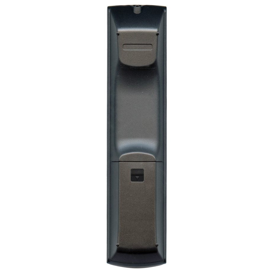 Anderic black replacement remote control for Onkyo RC682M receivers, shown from the back view.