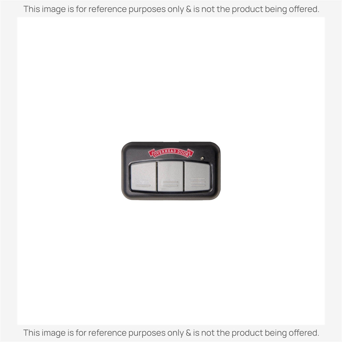 Anderic 3-button garage door opener remote with Overhead Door branding, featuring tactile buttons and LED indicator.