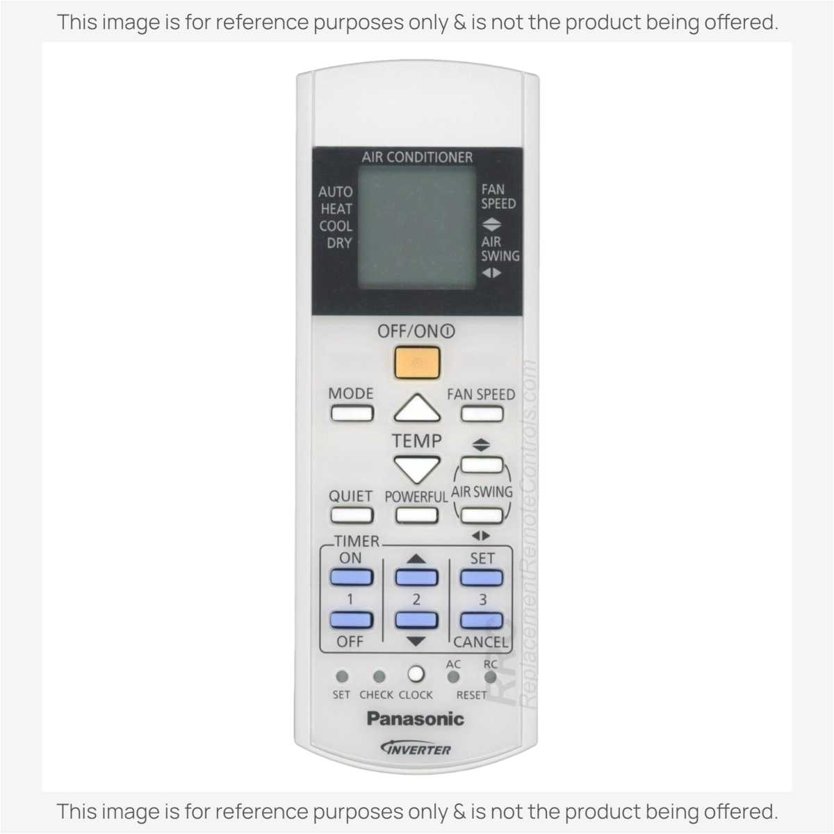 Anderic replacement remote control for Panasonic air conditioner with backlit LCD screen and function buttons.