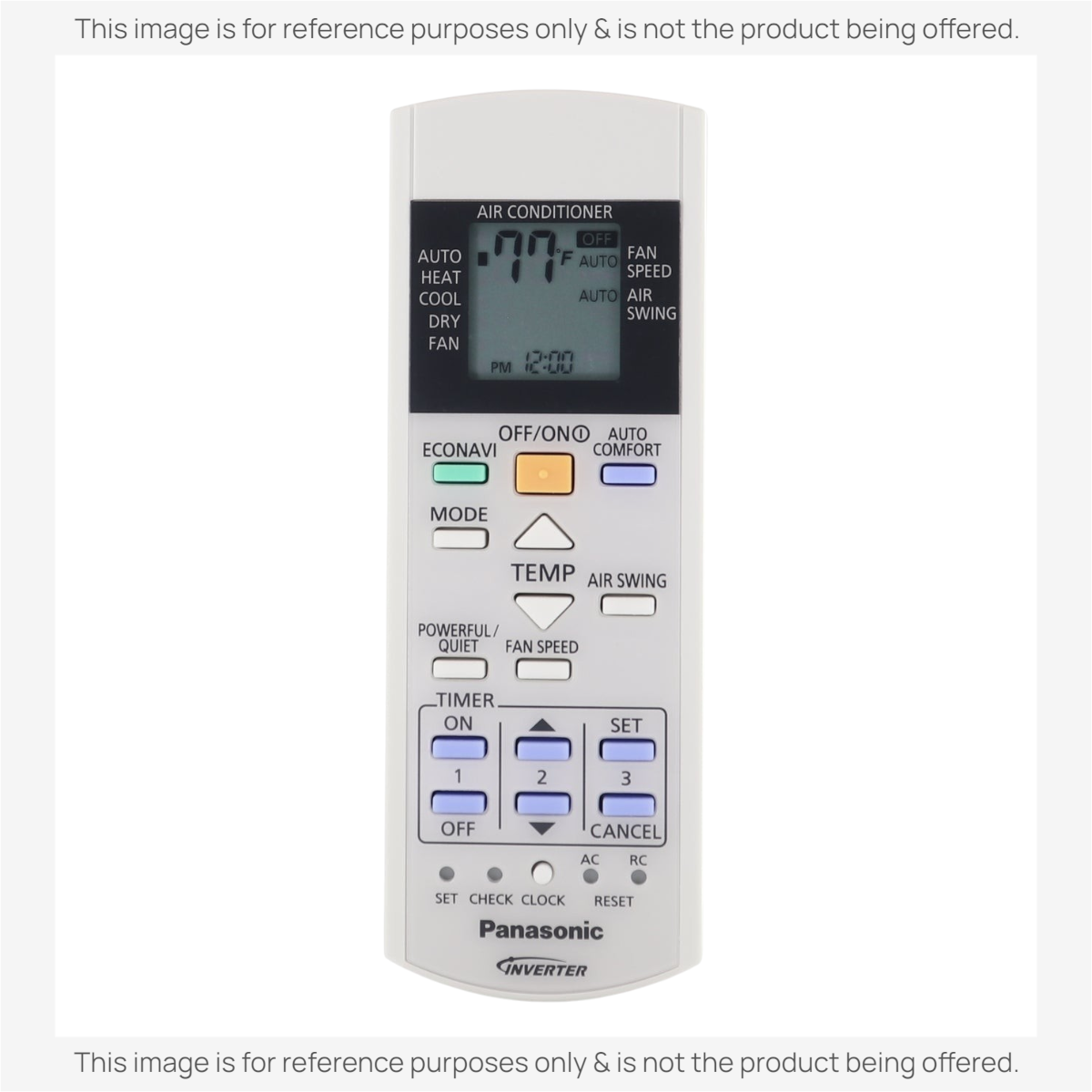 Anderic replacement remote control for Panasonic mini split air conditioners with LCD screen and backlit display.