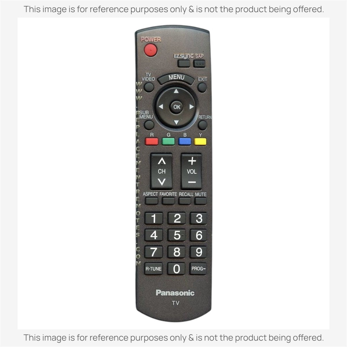 Anderic black universal replacement remote control for Panasonic N2QAYB000103 TVs with numeric and function buttons.