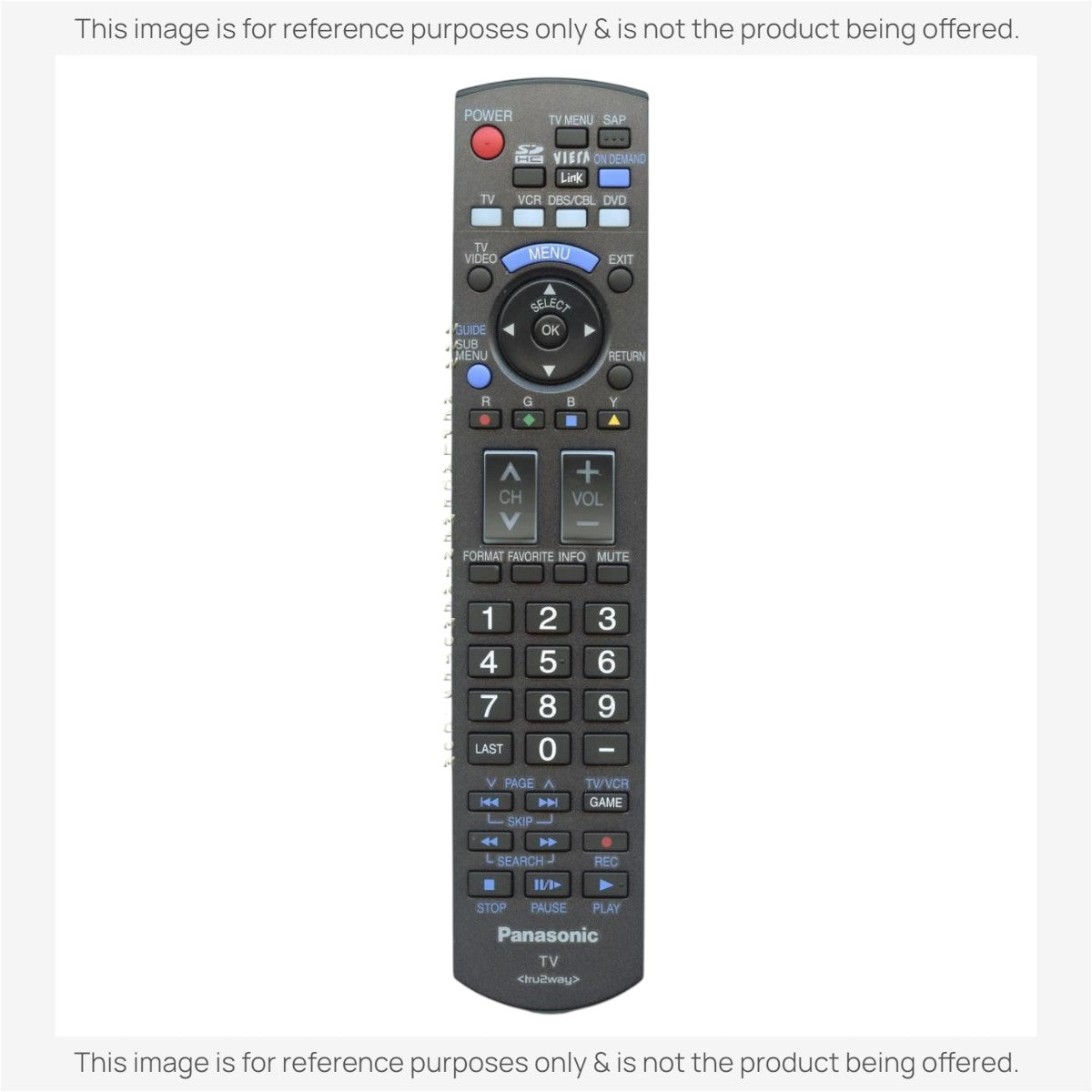 Anderic replacement remote control for Panasonic N2QAYB000294 with black keypad and dedicated media buttons.