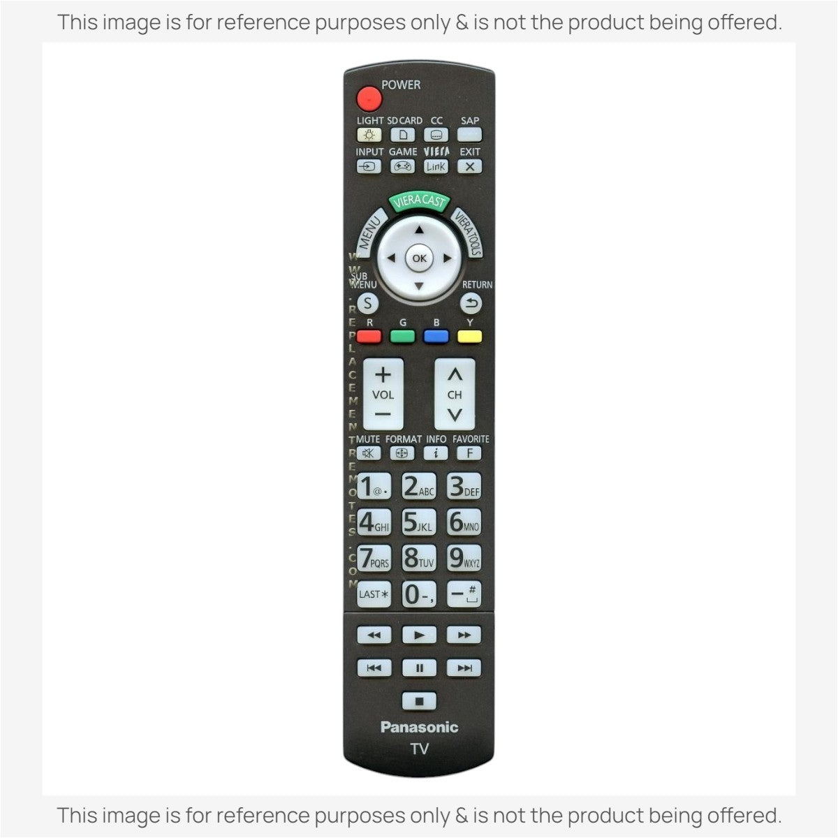 Anderic universal TV remote control replacement for Panasonic N2QAYB000486 with backlit keypad and media buttons.
