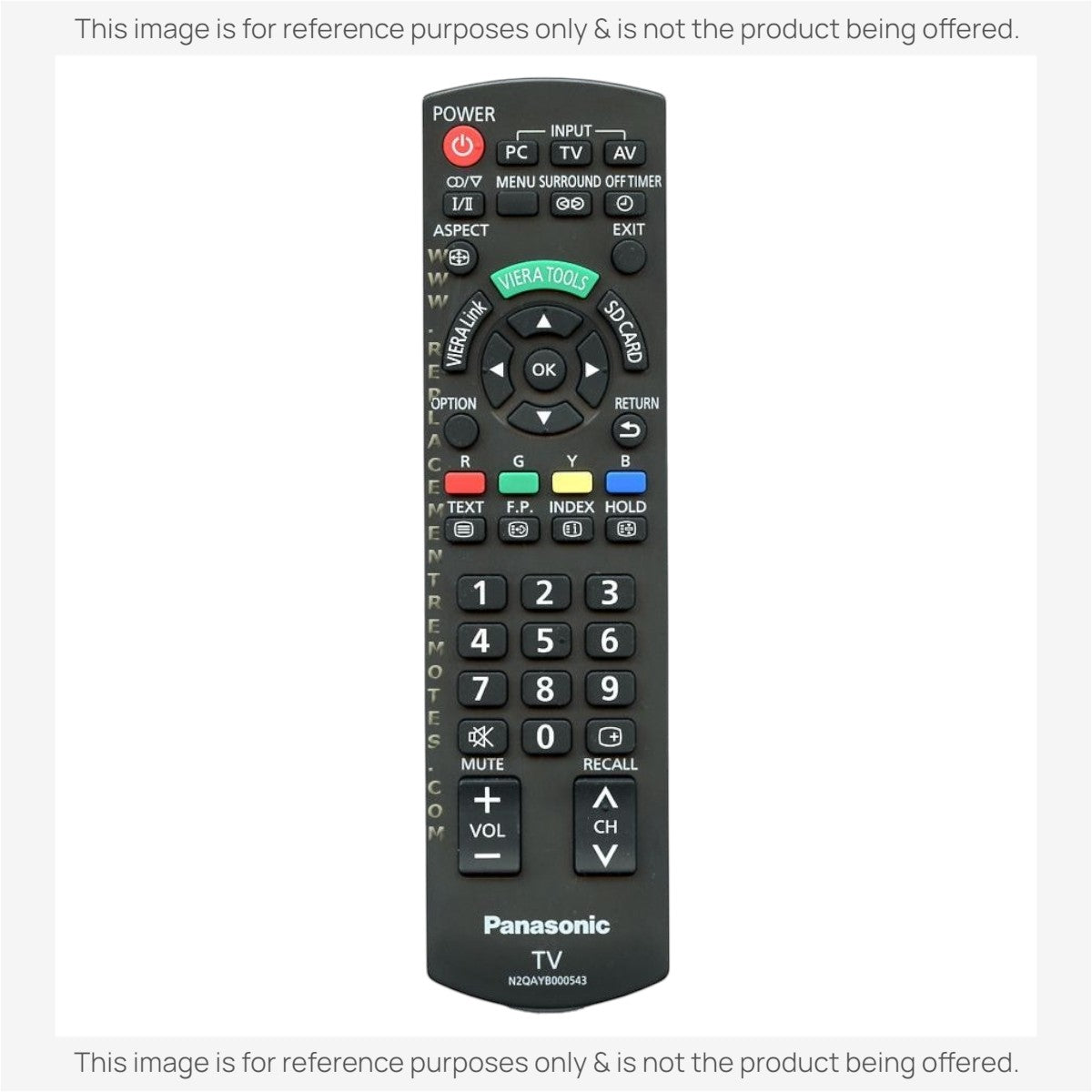 Anderic replacement remote control for Panasonic N2QAYB000543 with black keypad and dedicated Viera Tools button.