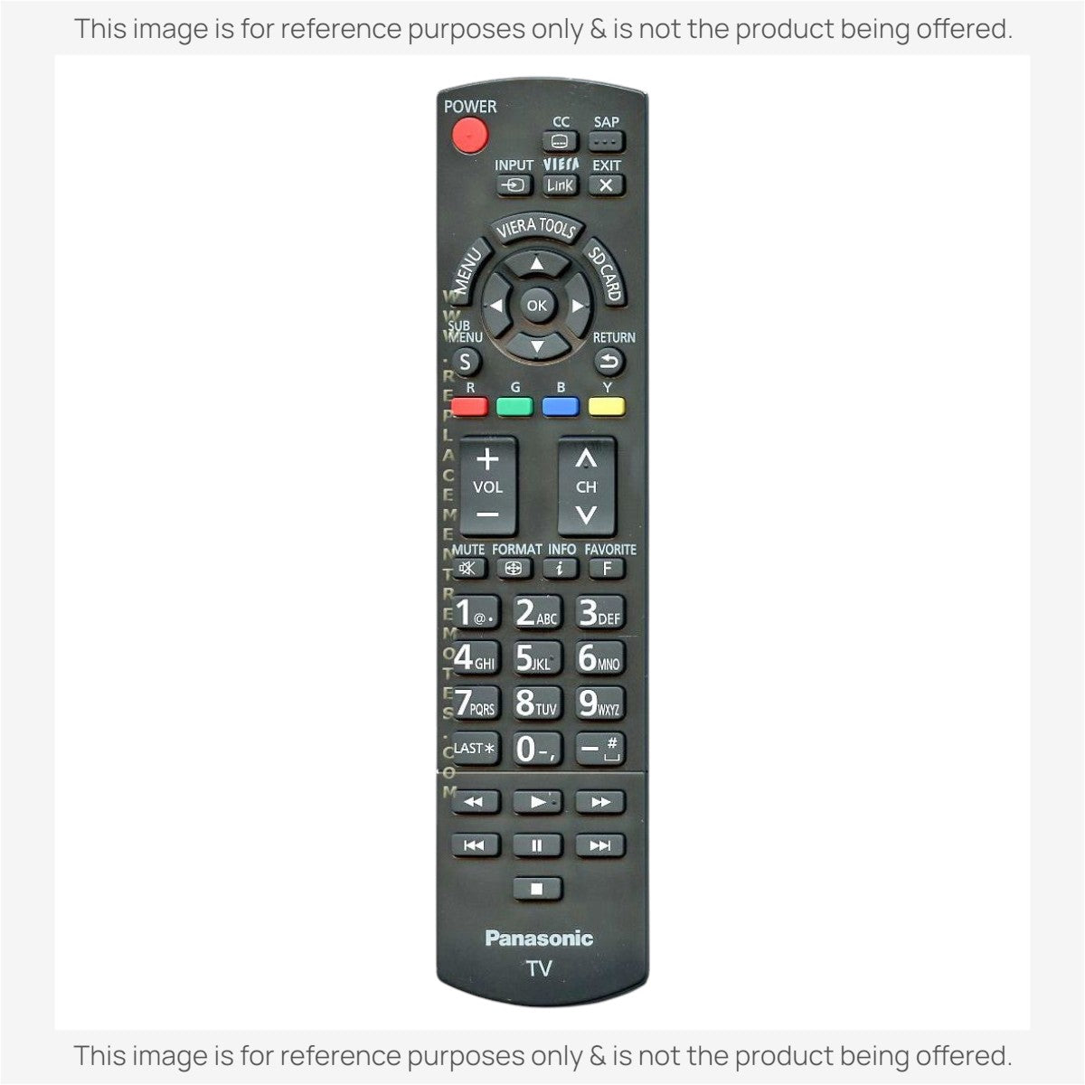 Anderic replacement black TV remote control for Panasonic N2QAYB000570 with numeric keypad and media playback buttons