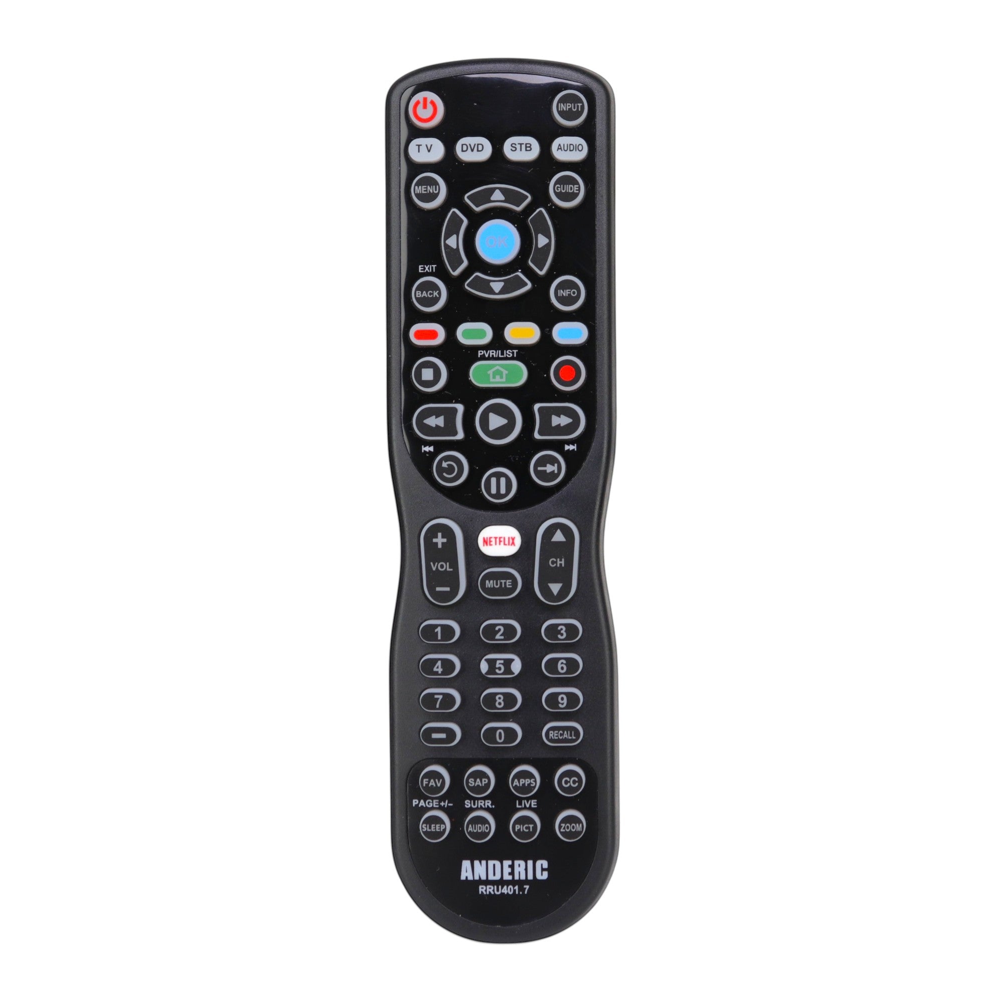 Anderic universal TV remote control replacement for Panasonic N2QAYB000835 with backlit buttons and Netflix shortcut.