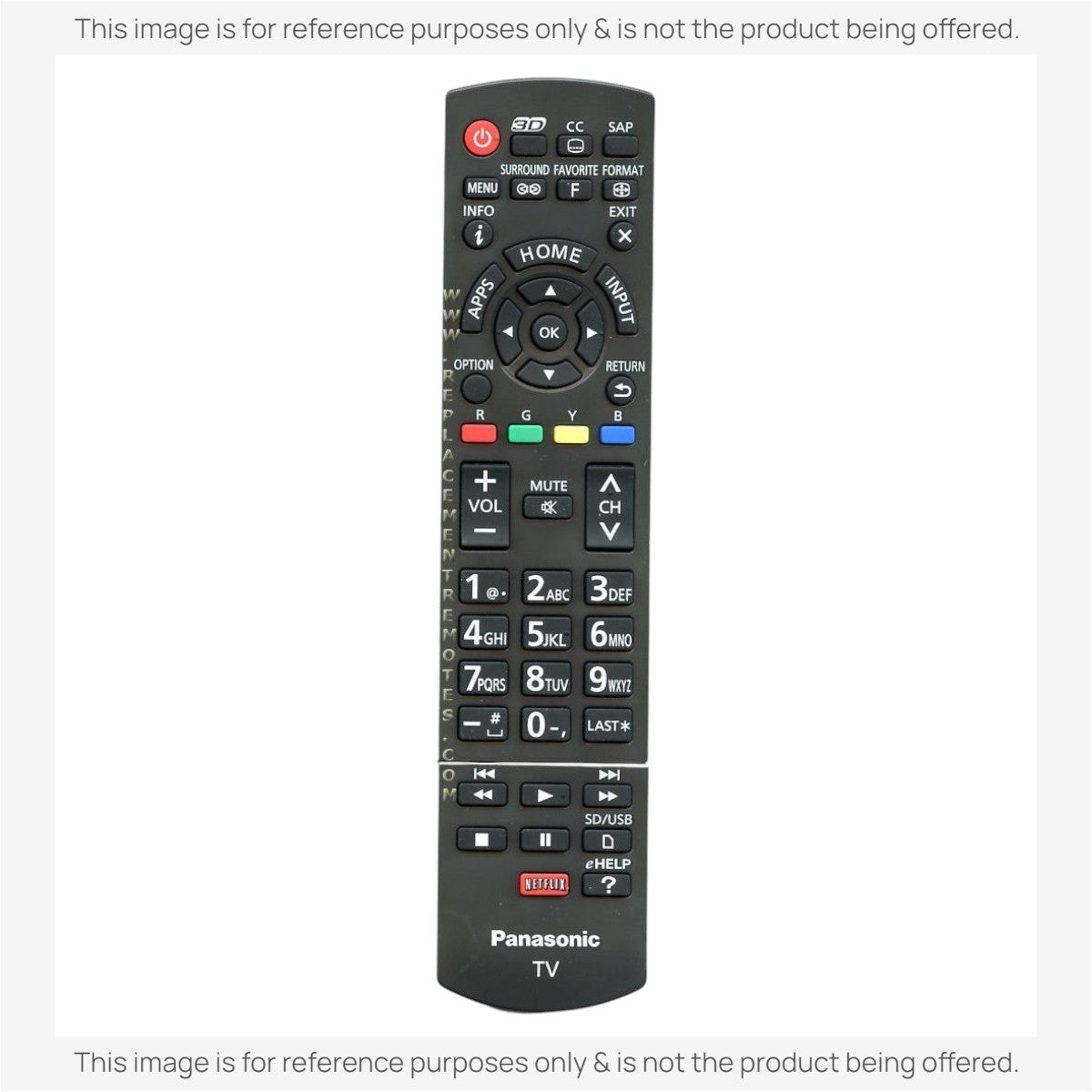 Anderic universal replacement remote for Panasonic N2QAYB000837 with backlit keypad and dedicated Netflix button.