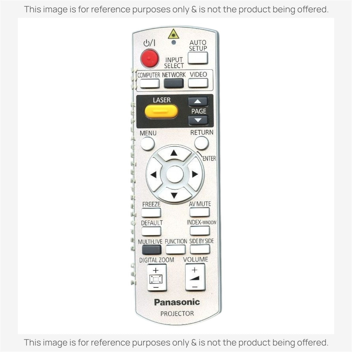 Anderic replacement remote control for Panasonic projector models including PTFW300U, featuring silver finish.