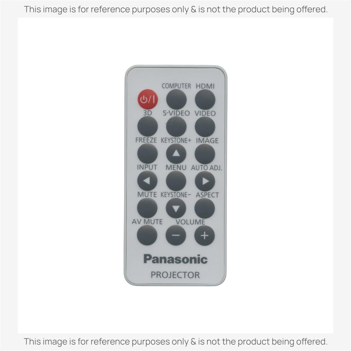 Anderic replacement projector remote control for Panasonic H458SZ01G001 with black buttons on a white body.