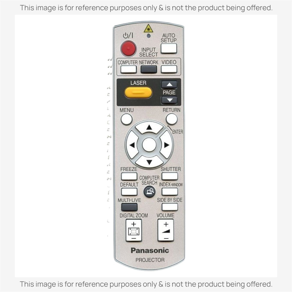 Anderic replacement projector remote control for Panasonic N2QAYB000158 with multi-function buttons and silver finish.