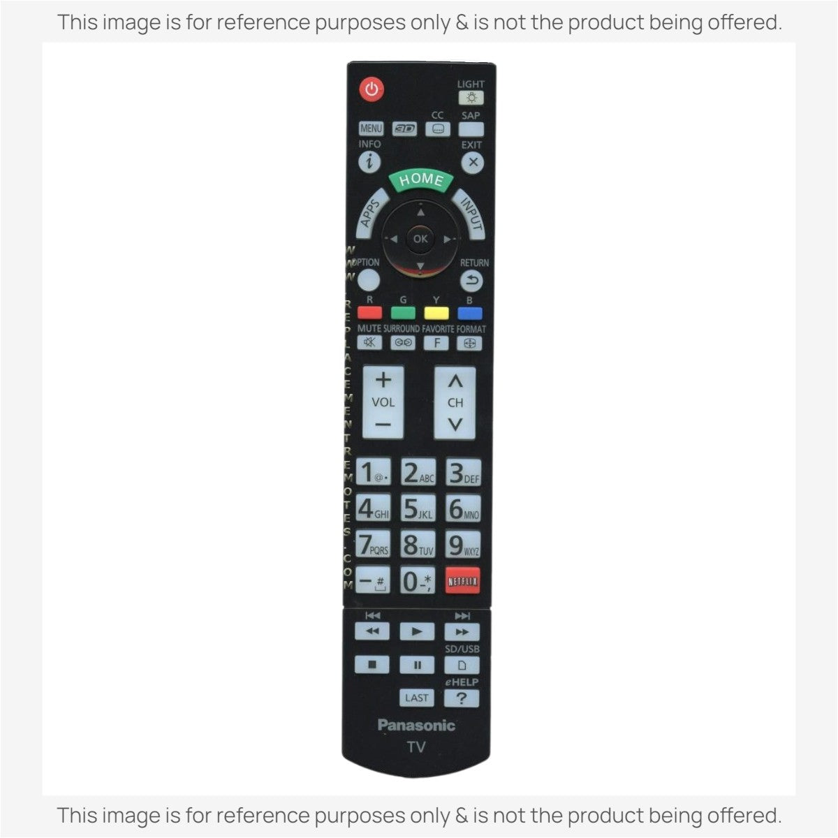 Anderic universal replacement remote for Panasonic N2QAYB000927 with backlit keypad and dedicated Netflix button.