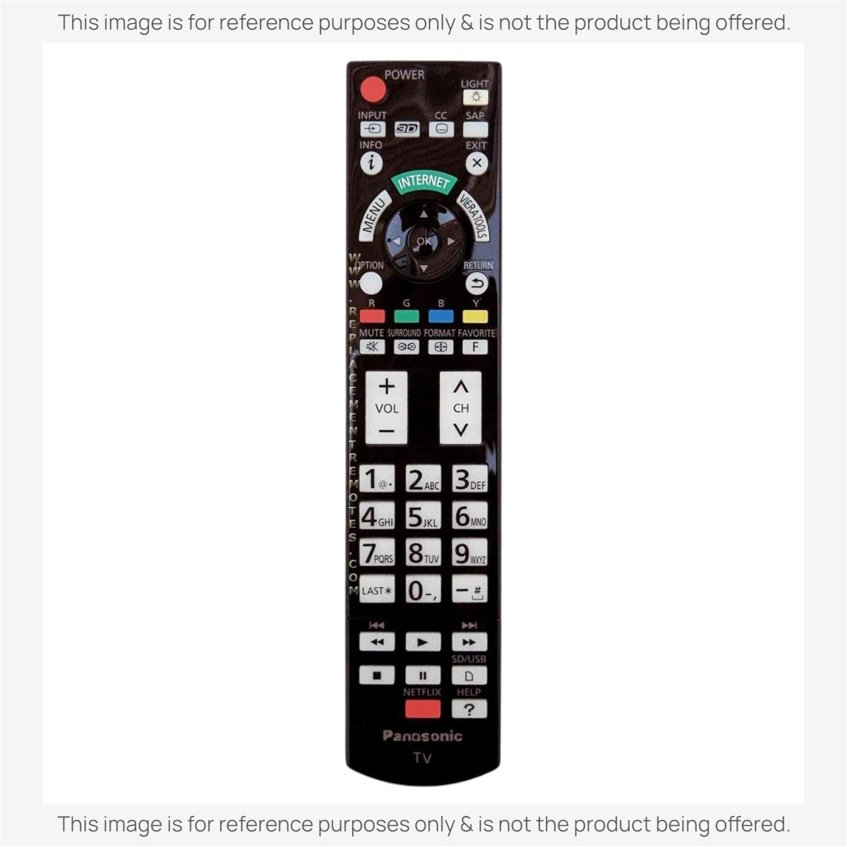 Anderic universal replacement remote for Panasonic N2QAYB000777 with backlit keypad and dedicated Netflix button.