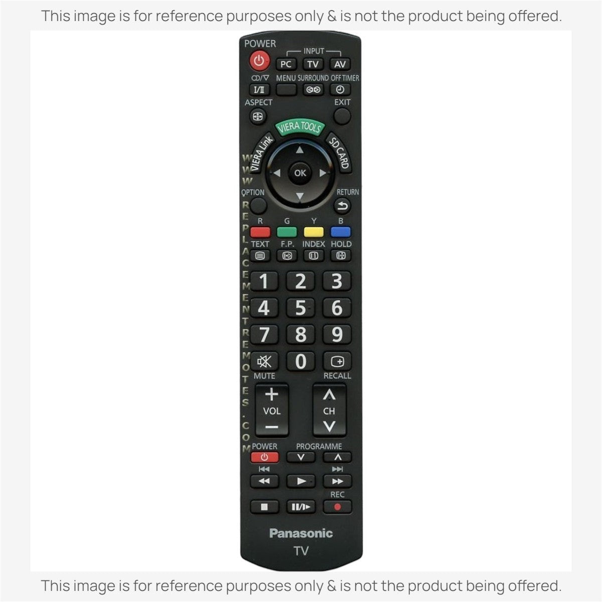 Anderic replacement remote control for Panasonic TVs featuring a black keypad with dedicated streaming buttons