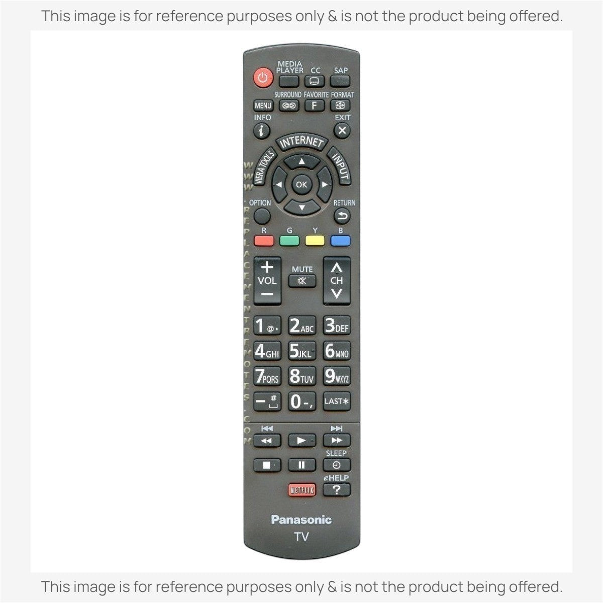 Anderic replacement remote control for Panasonic TVs featuring a backlit keypad, Netflix button, and menu navigation.