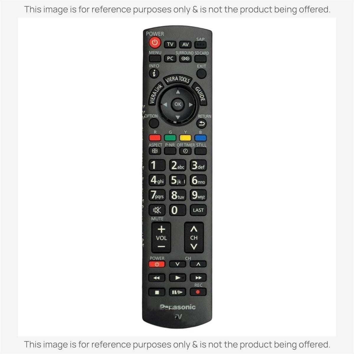 Anderic replacement remote control for Panasonic TVs with a full numeric keypad and dedicated menu navigation buttons.