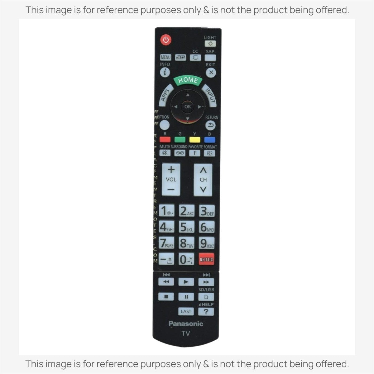 Anderic universal TV remote control replacement for Panasonic with backlit keypad and dedicated streaming buttons.