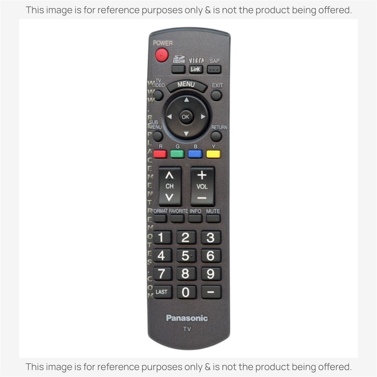 Anderic replacement remote control for Panasonic TV featuring a black keypad with dedicated menu and navigation buttons