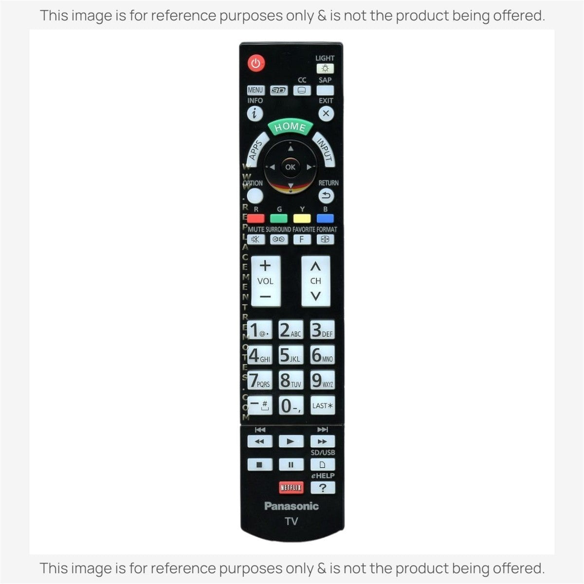 Anderic universal remote control for Panasonic TVs with backlit keypad, dedicated Netflix, and smart app buttons.