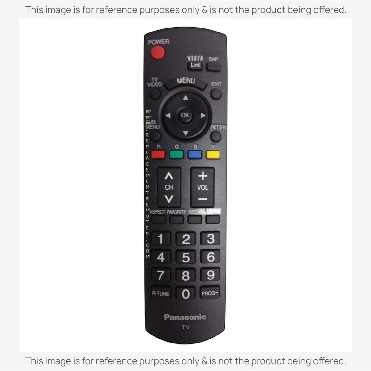Anderic universal TV remote control replacement for Panasonic with black casing and dedicated navigation buttons.