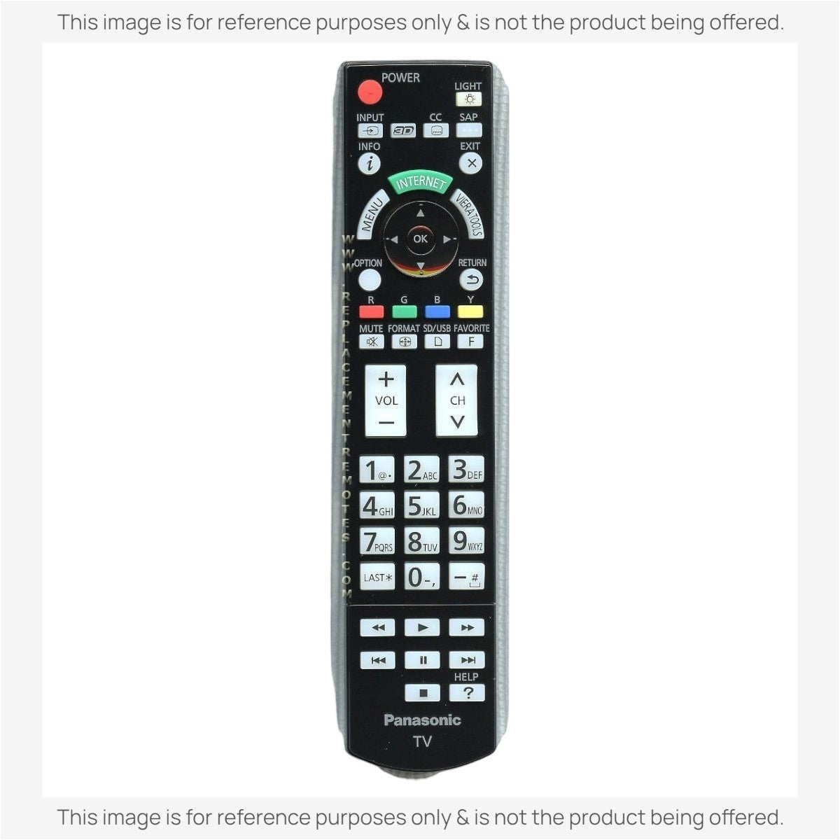 Anderic universal TV remote control for Panasonic devices with a backlit keypad and dedicated streaming buttons.