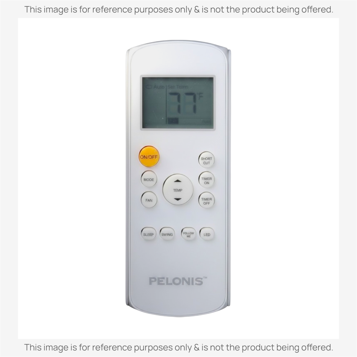 Anderic universal air conditioner remote control with backlit LCD display and white casing for Pelonis AC units.