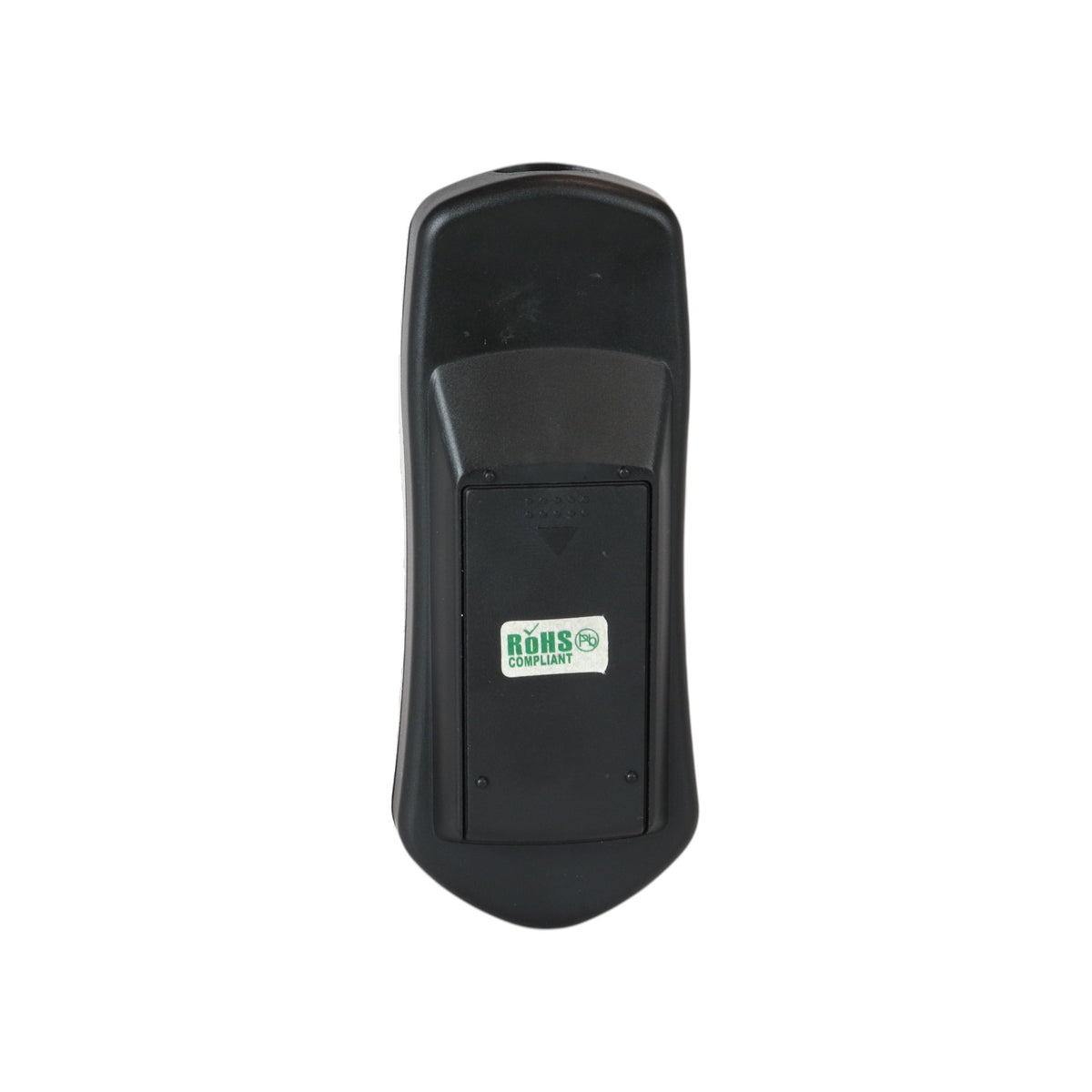 Anderic black replacement remote control for Philips home theater systems with a RoHS compliant sticker on the back.
