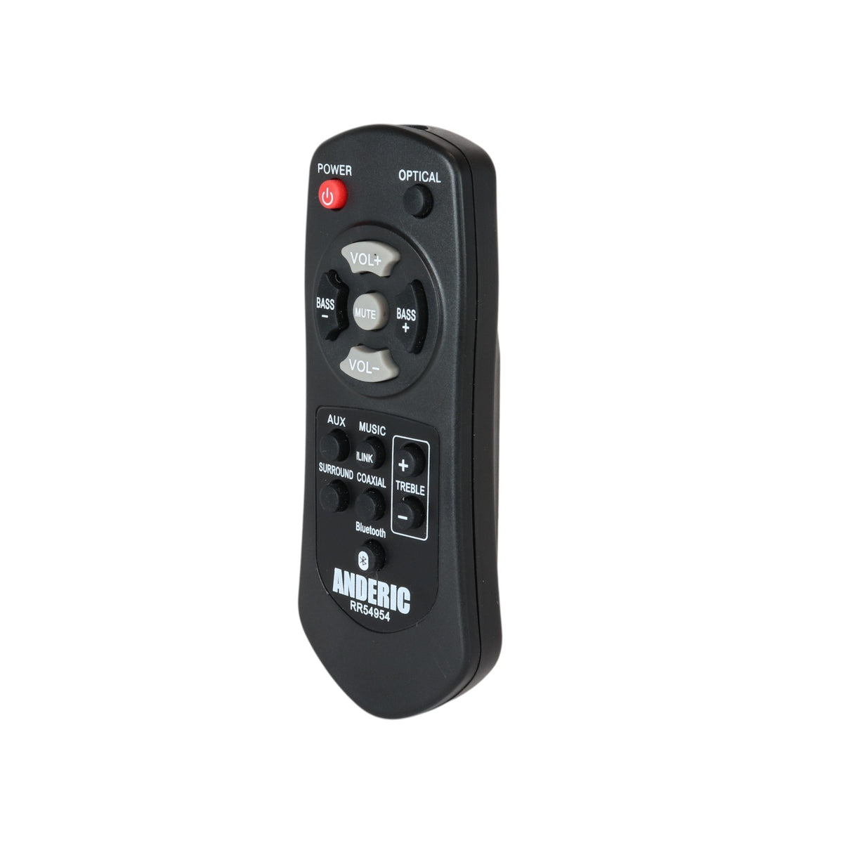 Anderic replacement remote control for Philips home theater systems, featuring black casing and labeled buttons.