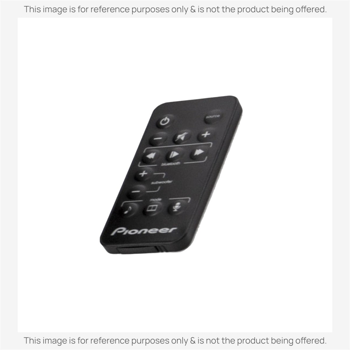 Anderic replacement remote control for Pioneer sound bar systems in black with playback and volume buttons.