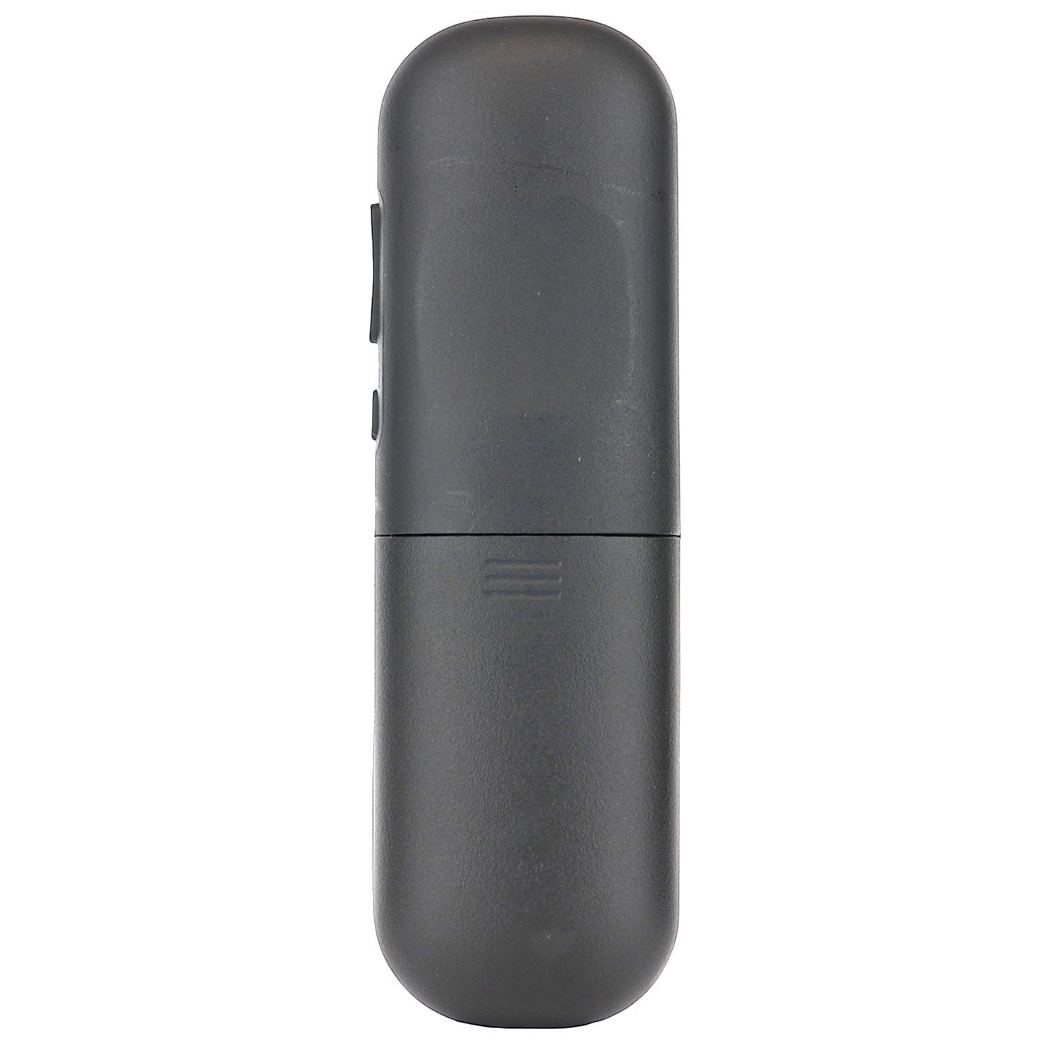 Anderic RC-GZ1 universal remote control for Roku devices in matte black, back view showing battery compartment cover.