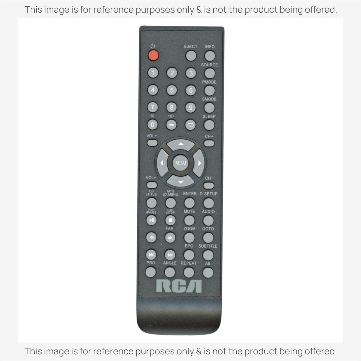 Anderic replacement remote control for RCA PLCDV100 with black casing and grey buttons for TV and DVD functions.