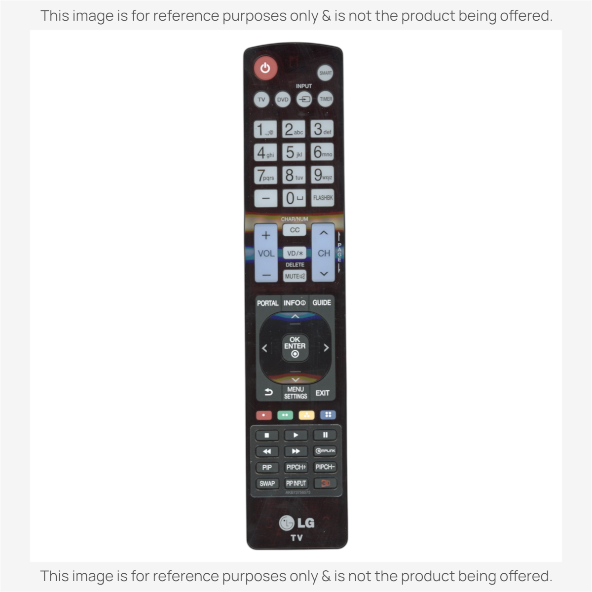 Anderic replacement TV remote for LG AKB73756573 featuring black casing with white buttons and dedicated app controls