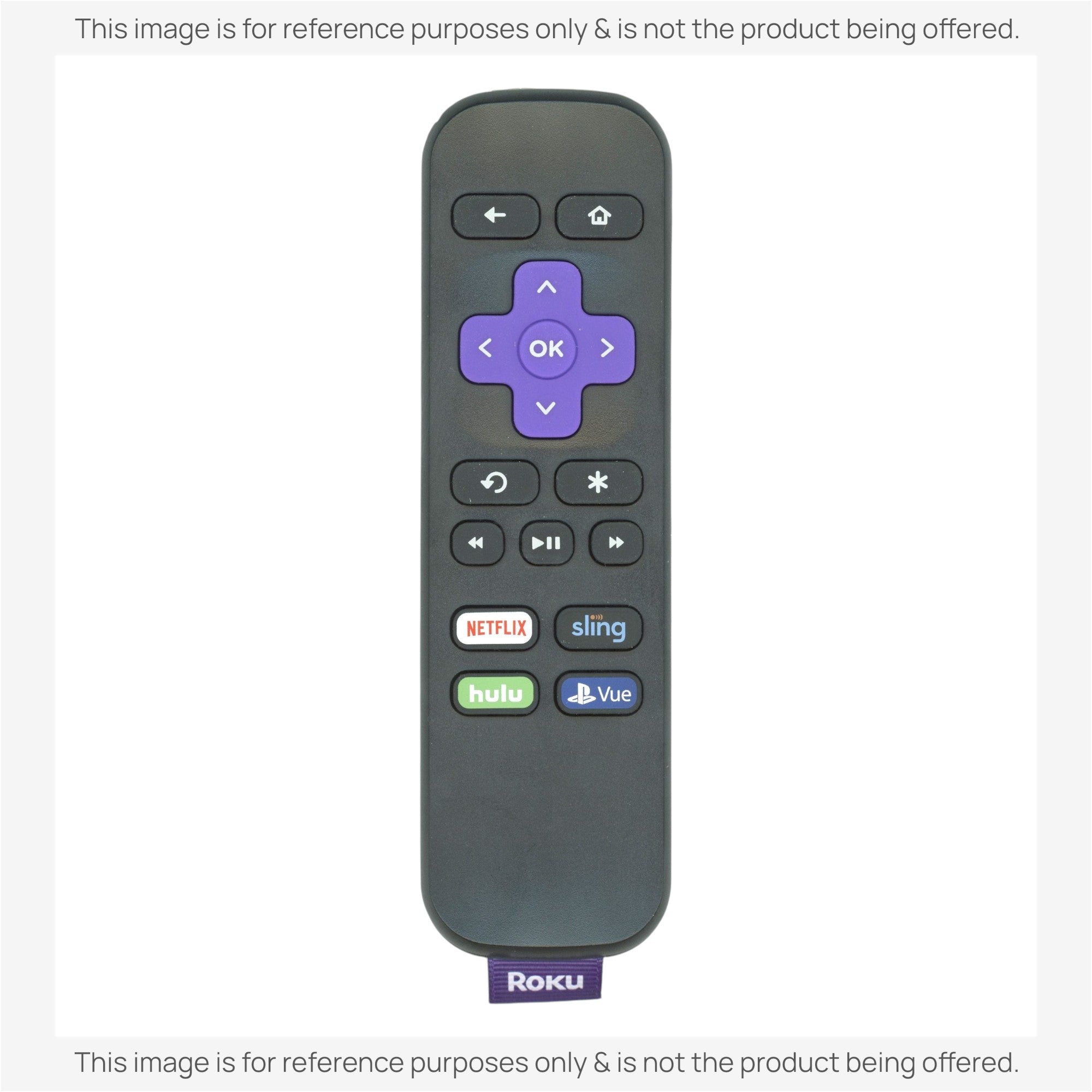 Anderic IR remote control for Roku featuring a purple navigation pad, streaming app buttons, and a Roku logo tag.