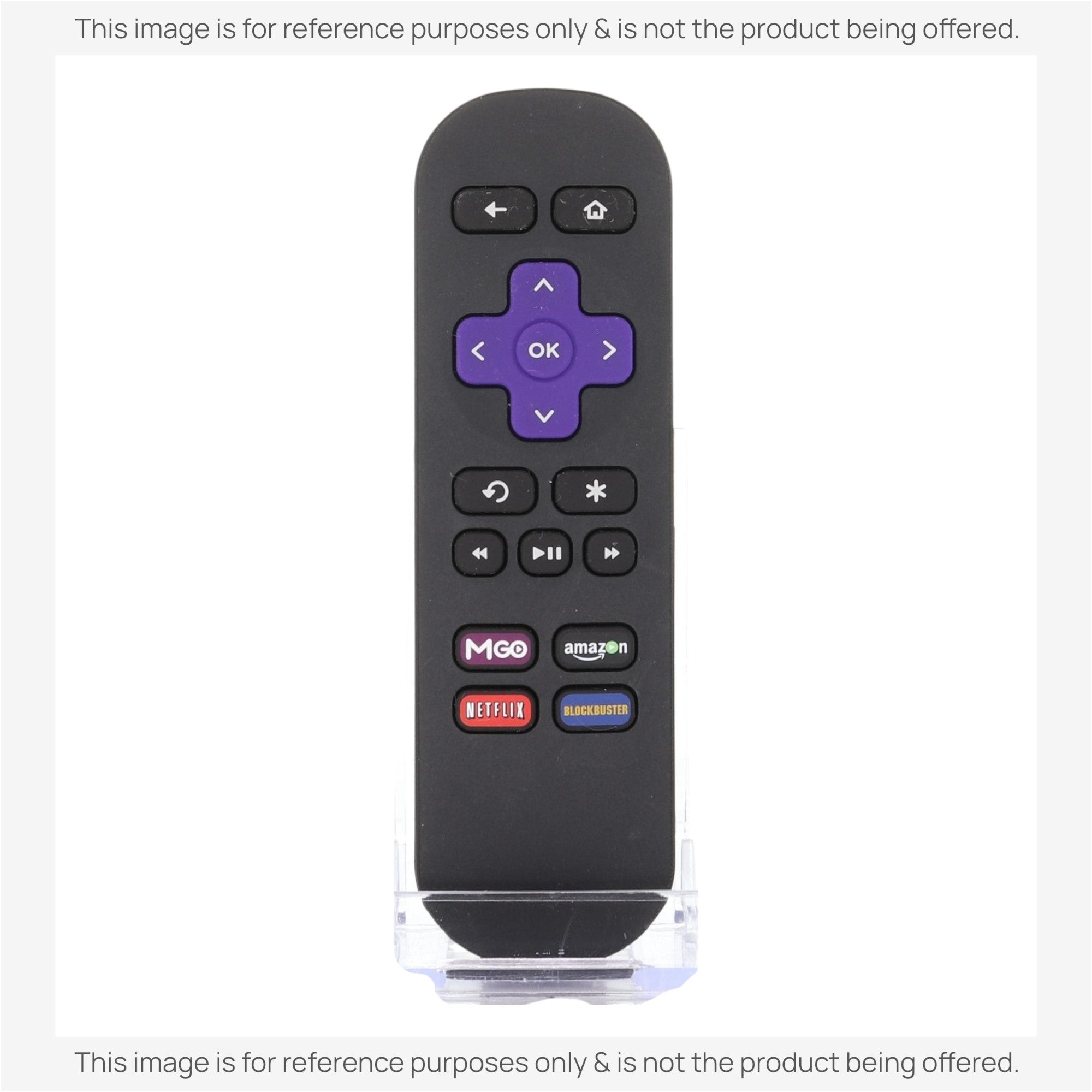 Anderic IR streaming remote control for Roku with purple navigation pad and dedicated streaming service shortcut buttons