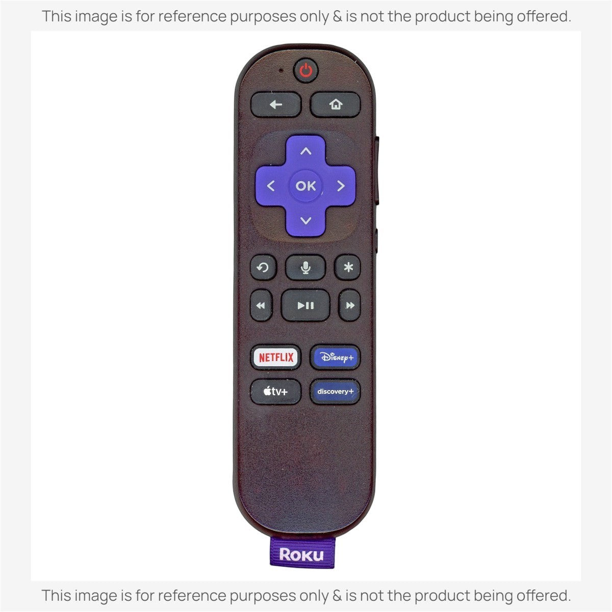 Anderic Roku RC-GZ1 streaming stick remote with voice control, purple navigation pad, and dedicated streaming buttons.