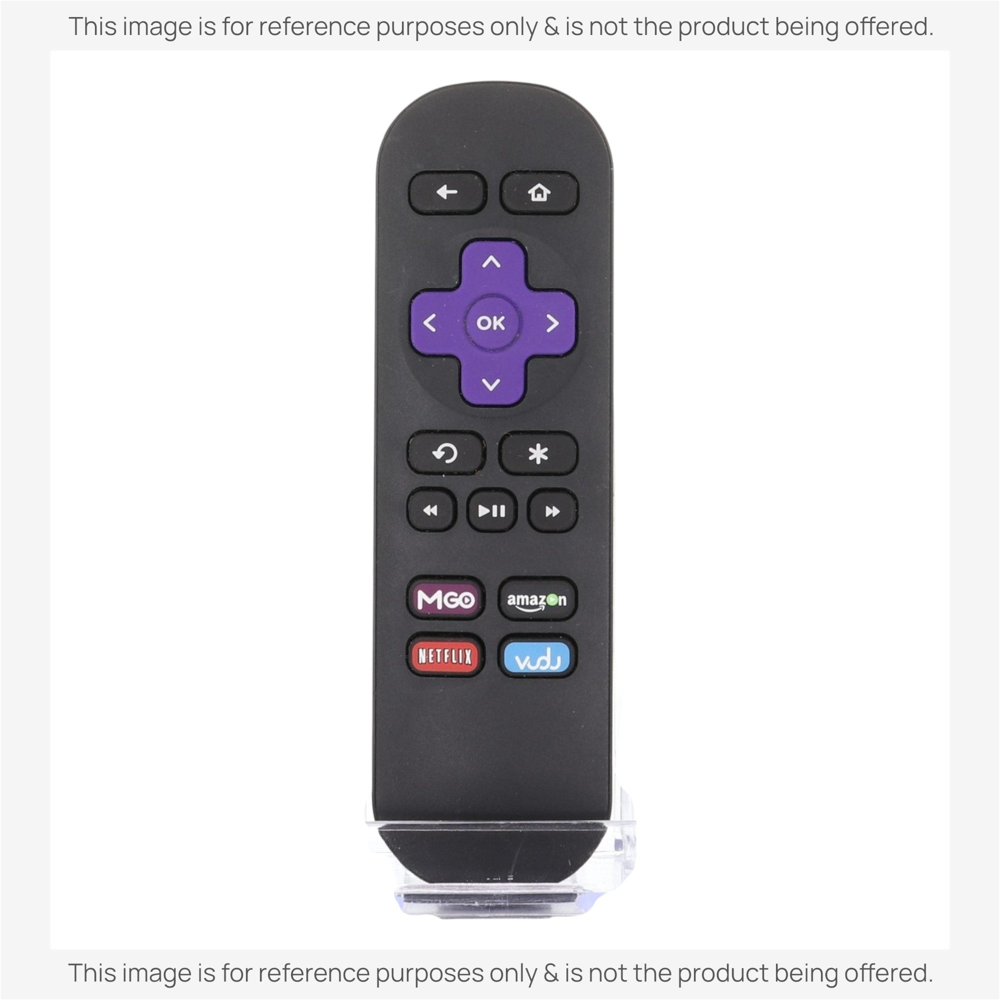 Anderic RRST01 IR remote control for Roku streaming players with a purple directional pad and shortcut buttons.