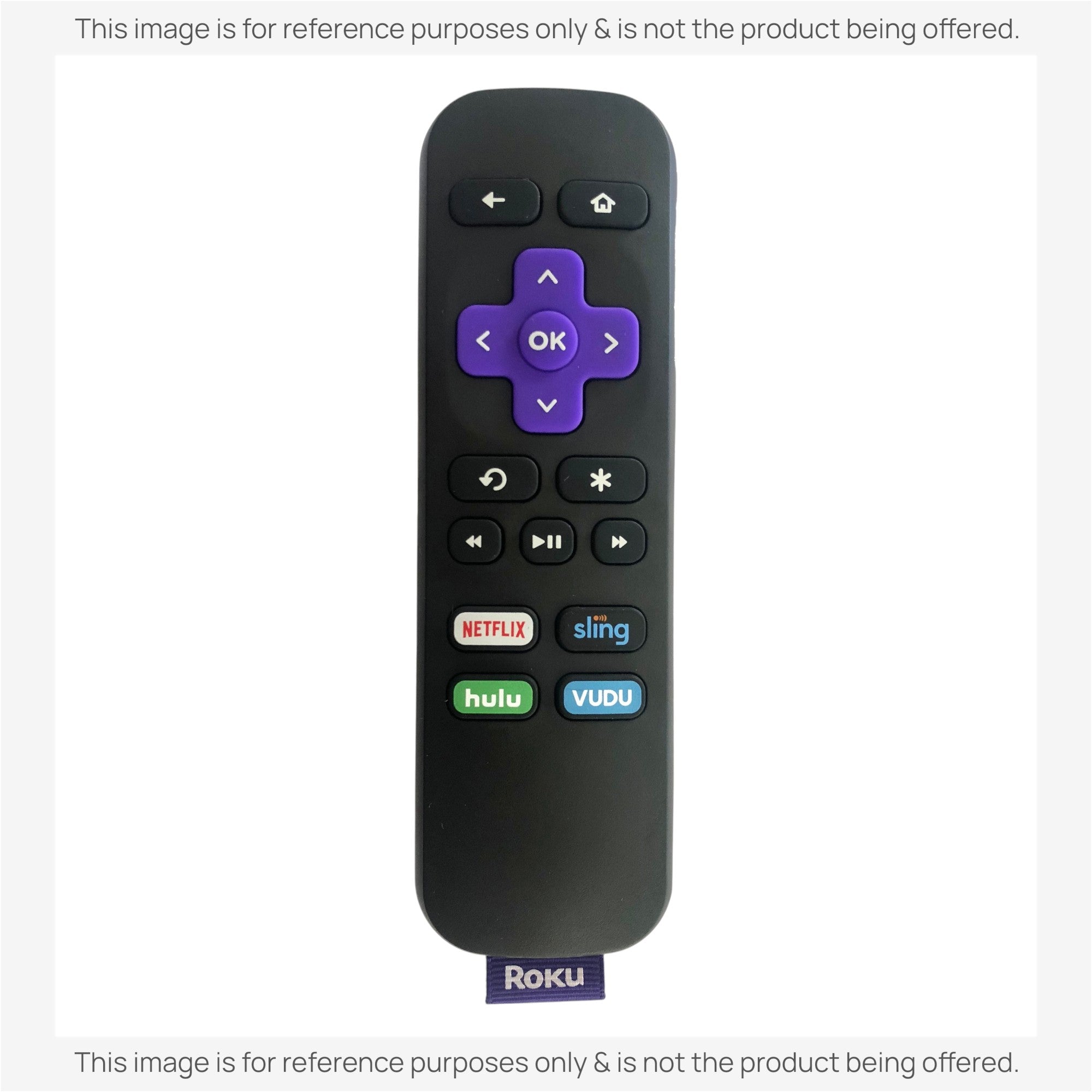 Anderic RRST01 infrared remote control for Roku with purple navigation pad and streaming shortcut buttons