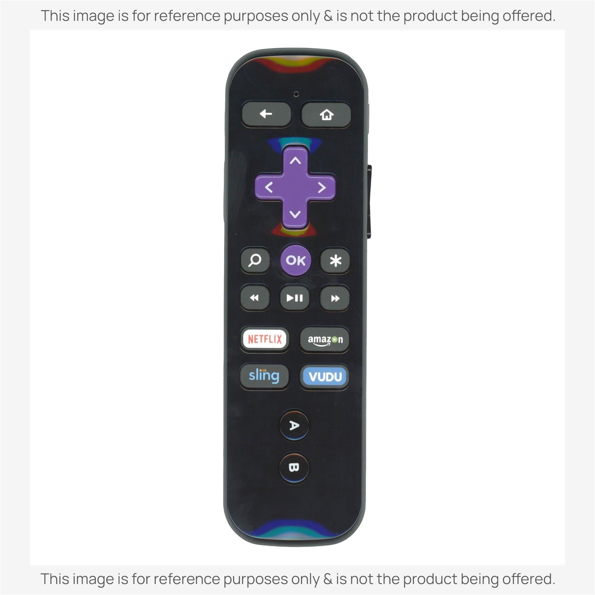 Anderic RC-GZ1 universal streaming remote control for Roku devices with voice command and app shortcut buttons.