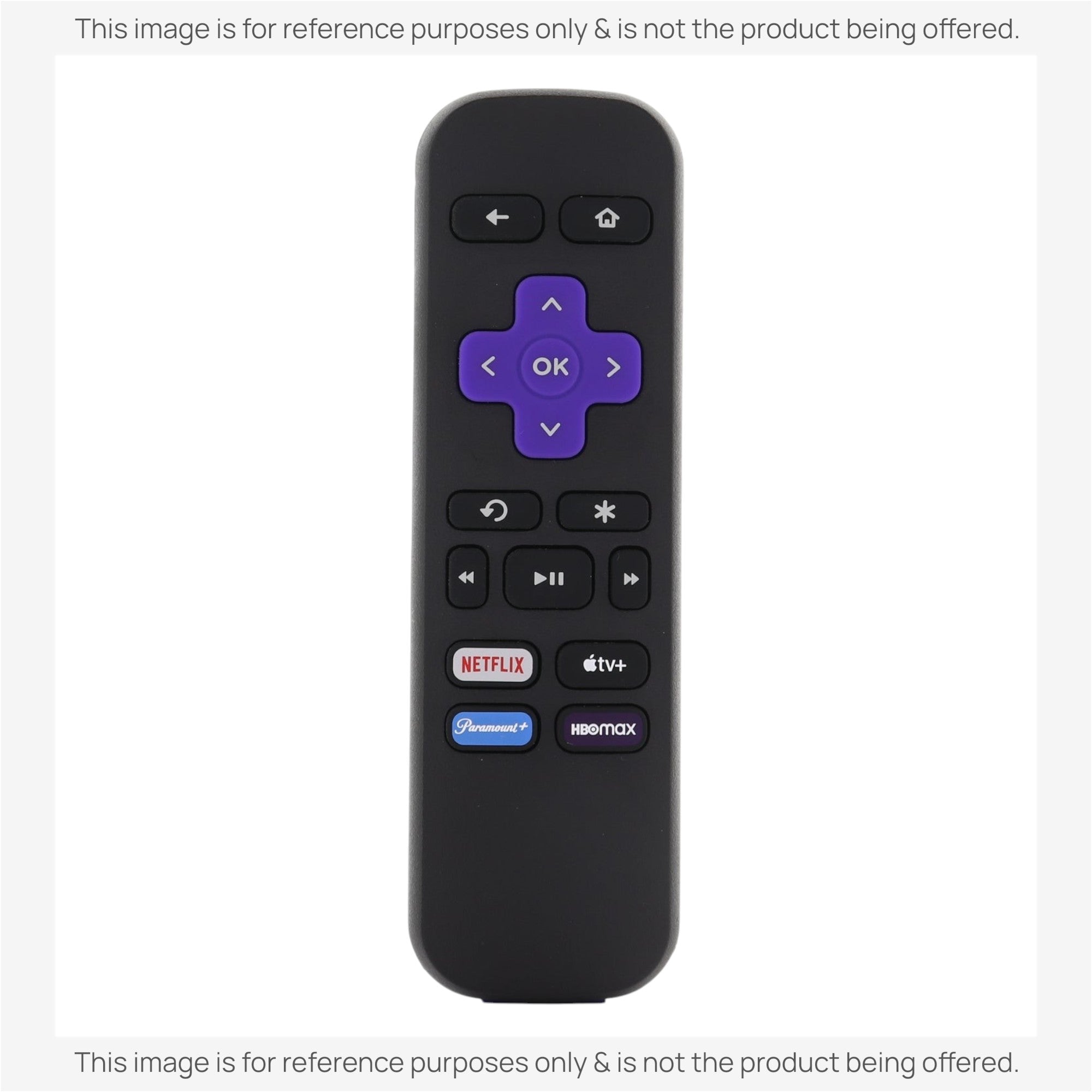 Anderic RRST01 black infrared remote control for Roku streaming players with purple navigation buttons