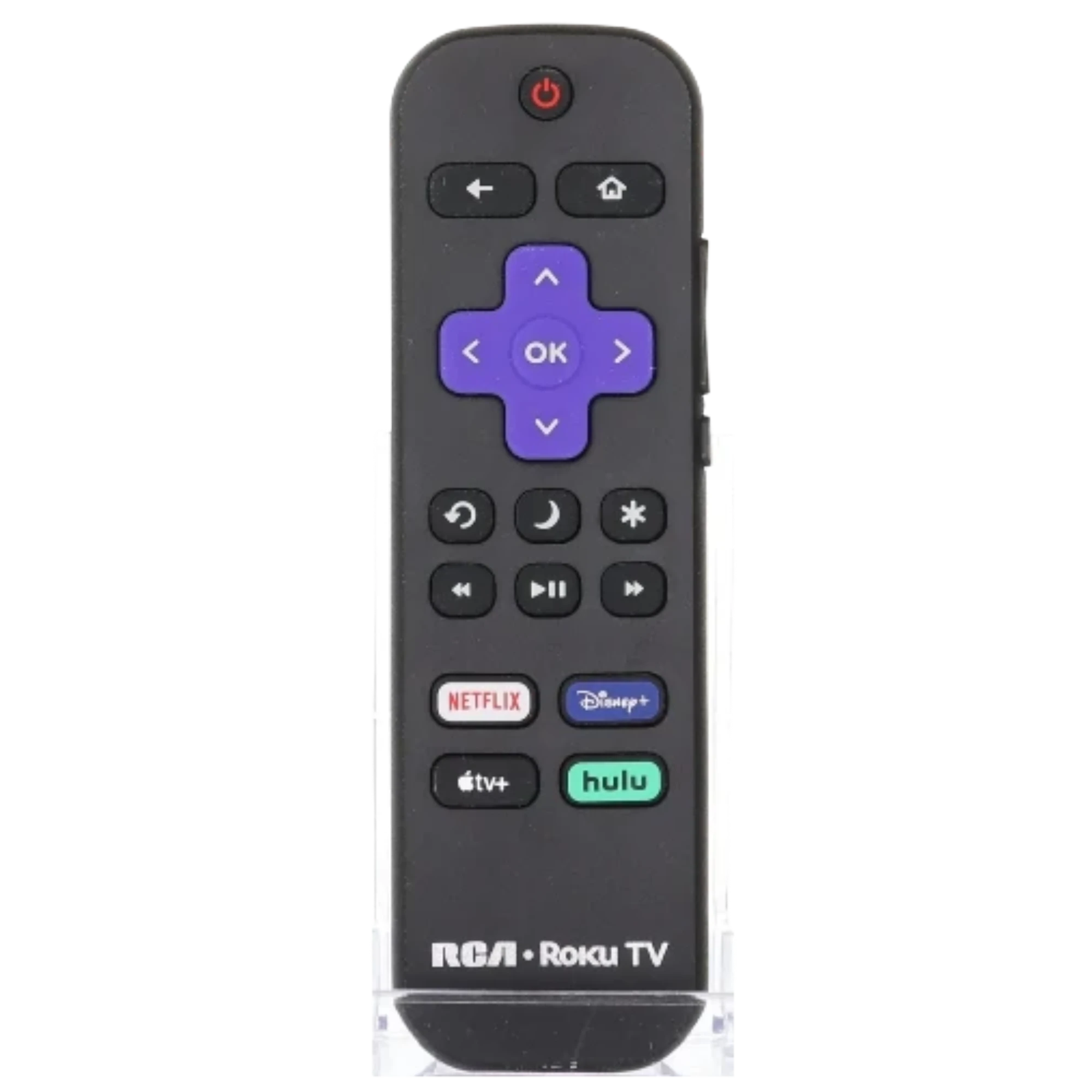 Anderic replacement remote control for Roku TV featuring a directional pad, volume buttons, and streaming app shortcuts.