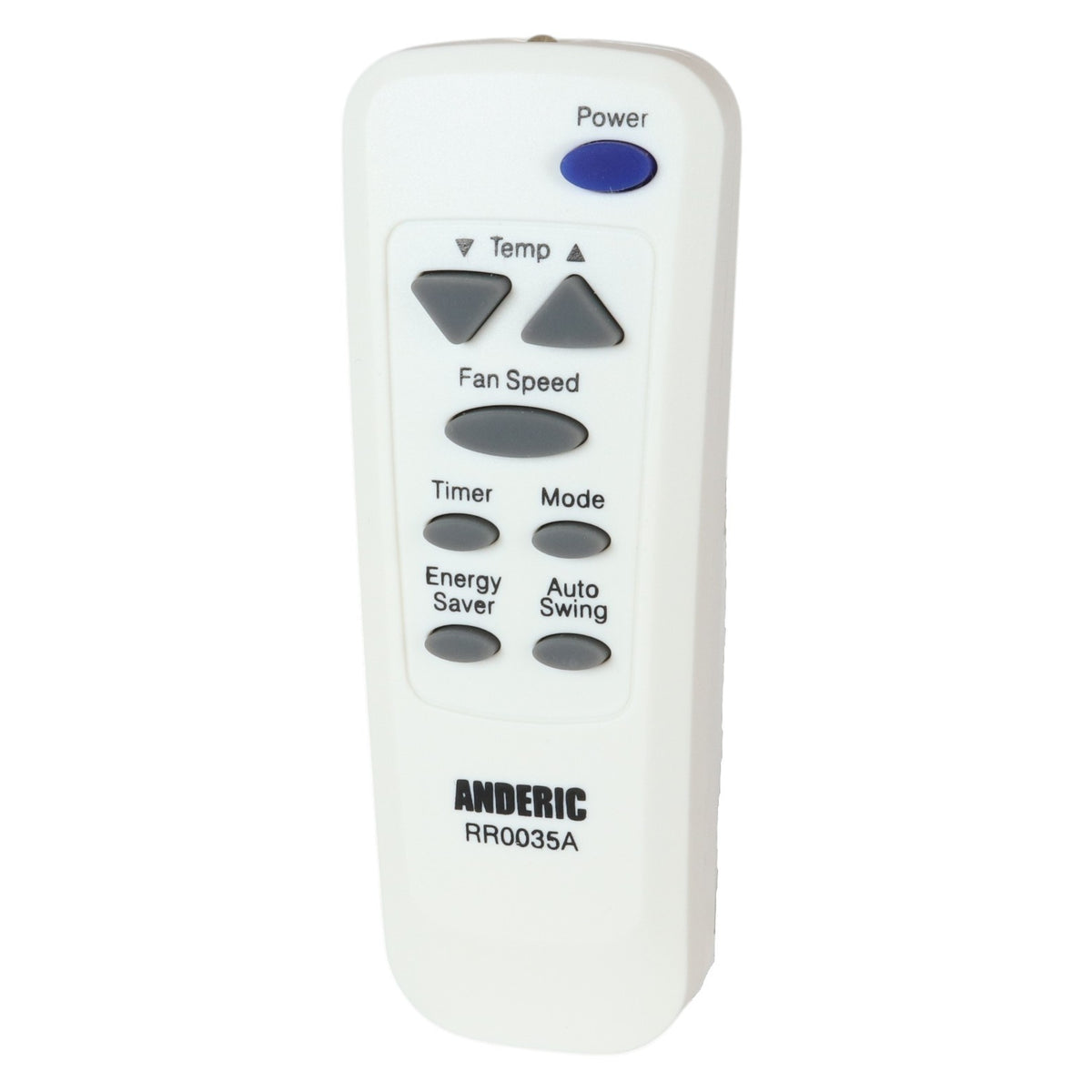 Anderic RR0035A white air conditioner remote control with grey buttons and blue power button for LG units