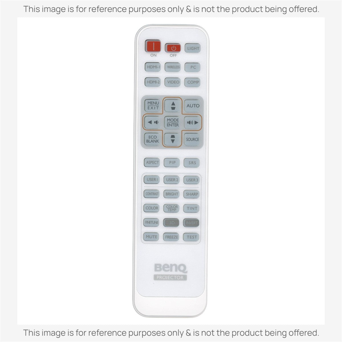 Anderic RR3720 universal replacement remote control for BenQ projectors with white casing and grey button labels.