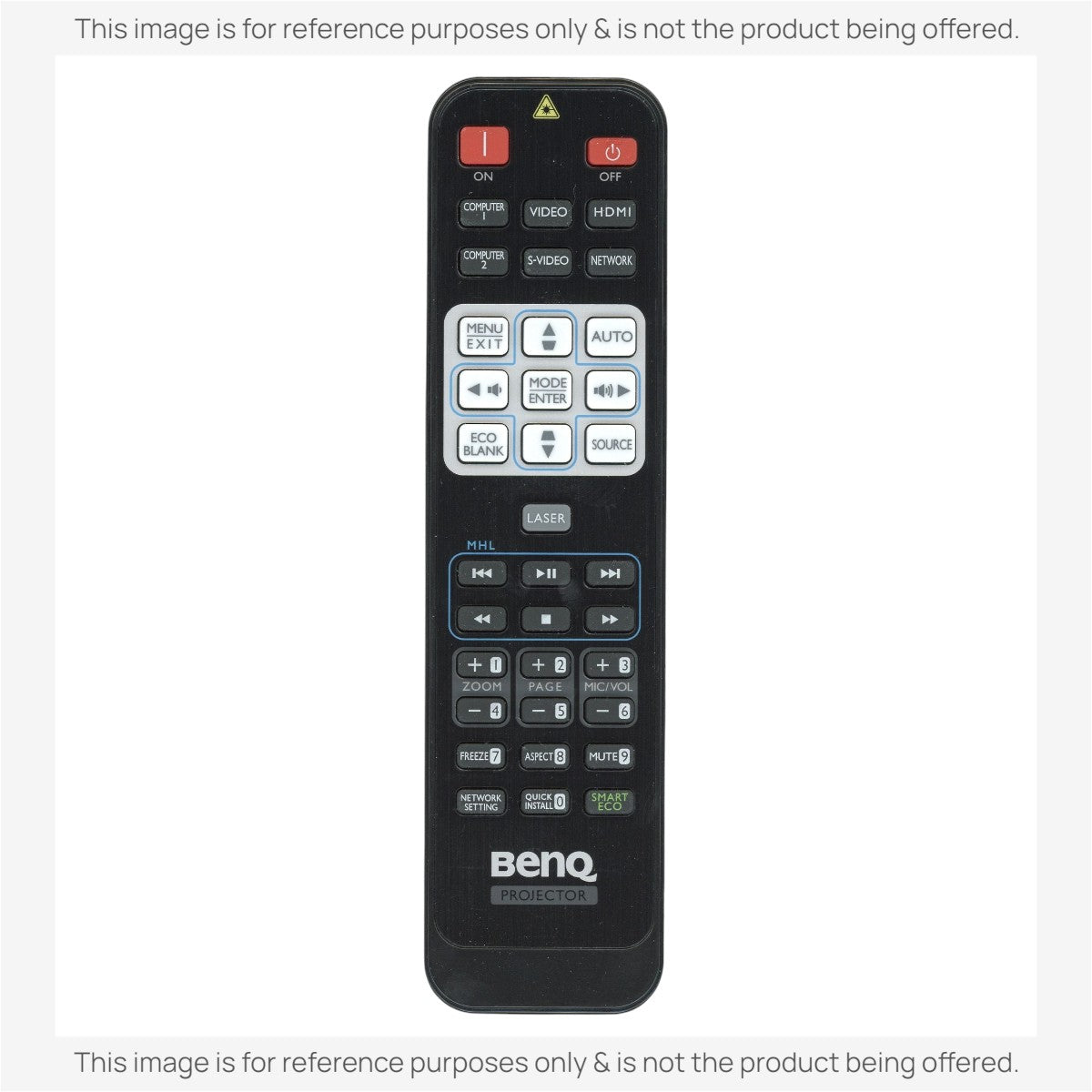 Anderic RR3720 universal replacement remote control for BenQ projectors with black casing and multi-function buttons.