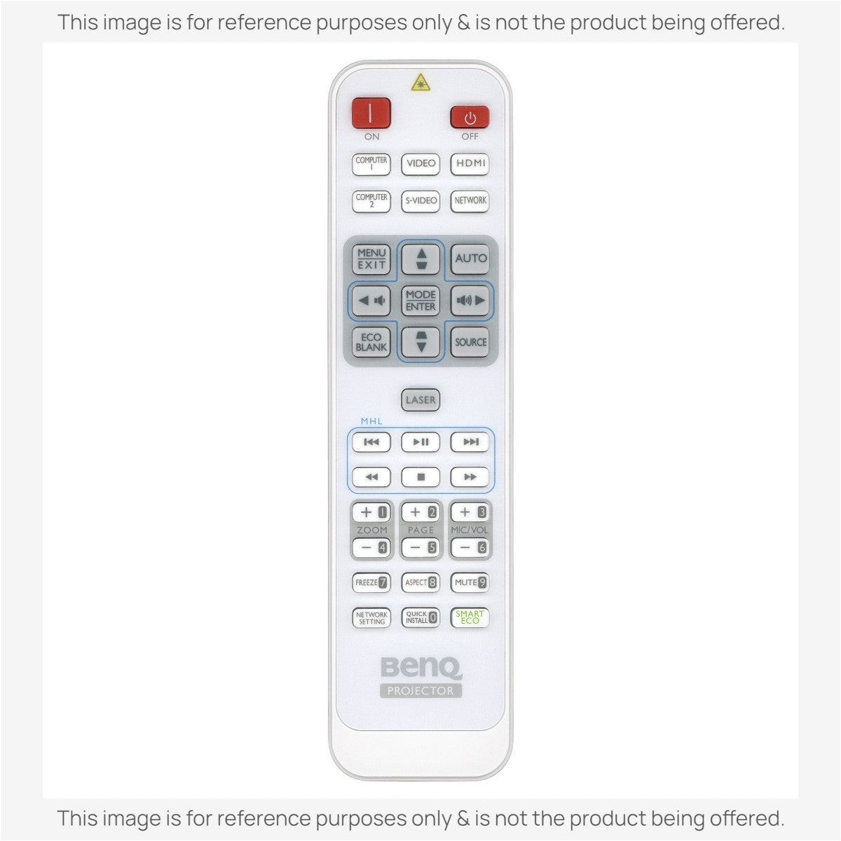 Anderic RR3720 white universal projector remote control, a compatible replacement for BenQ 1051A-5986 models.